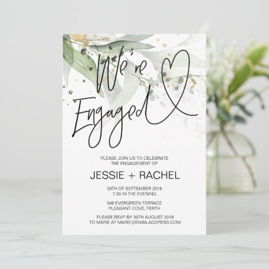 ユーカエレガントリトゥスウエア婚約した婚約パーティ 招待状 (スタンド正面)