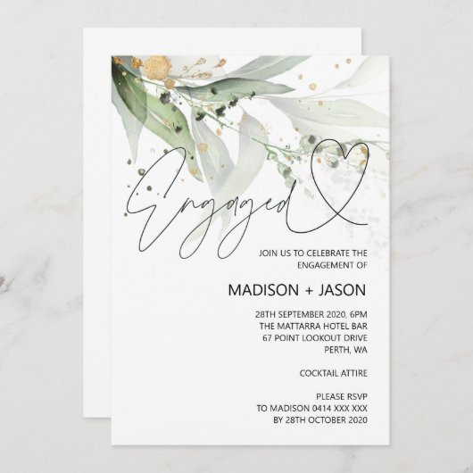 ユーカエレガントリ婚約パーティ発表 招待状 (正面/裏面)