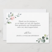 ユーカエレガントリ赤面ピンクローズフローラ サンキューカード (裏面)