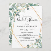 ユーカエレガントリ・グリーナリー金ゴールドブライダルシャワー 招待状 (正面/裏面)