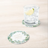 ユーカエレガントリ·グリーンリーリース金ゴールド結婚ズ ラウンドペーパーコースター (インサイチュ)