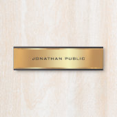 ユーカスタム文字エレガントブモダンラック&金ゴールド サインプレート (正面)