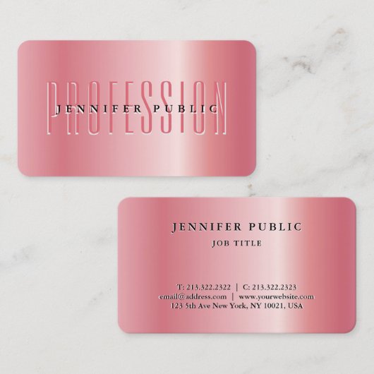 ユーカスタム文字テンプレートラグジュアリーエレガントバラ金ゴールド 名刺 (正面/裏面)