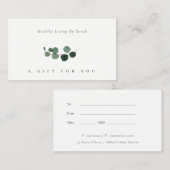 ユーカミニマルリの硬貨入植物贈与証 名刺 (正面/裏面)