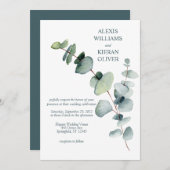 ユーカモダンリミニマルシンプル結婚支部（ユーカリ属） 招待状 (正面/裏面)