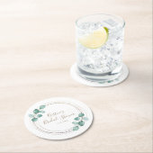 ユーカモダンリ水色コーヒースクリ結婚プト ラウンドペーパーコースター (インサイチュ)