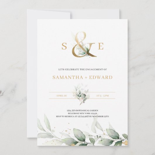 ユーカモダンリ金ゴールドモノグラム 招待状 (正面)