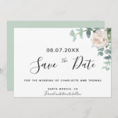 ユーカラプトゥス白い花結婚式の日付を保存 (正面/裏面)