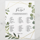 ユーカリあなたの財布のブライダルシャワーゲームの中に何がある (正面)