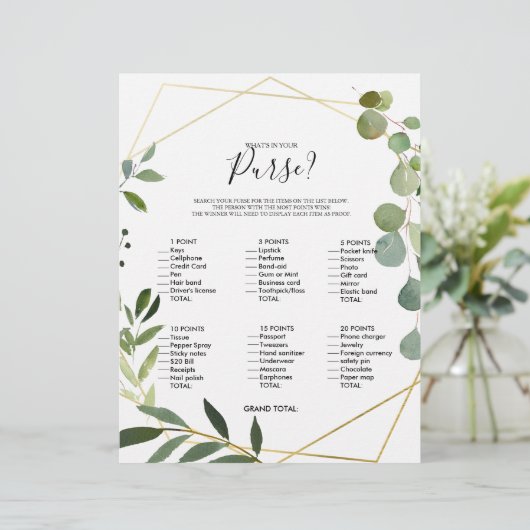 ユーカリあなたの財布のブライダルシャワーゲームの中に何がある (スタンド正面)