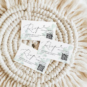 ユーカリお洒落プスグリーンリーウェディングRSVPカード 名刺