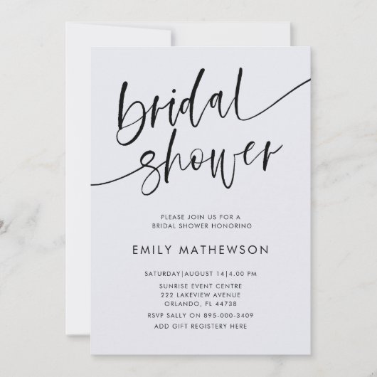 ユーカリお洒落プタスウォーターカラーブライダルシャワーインビ 招待状 (正面)