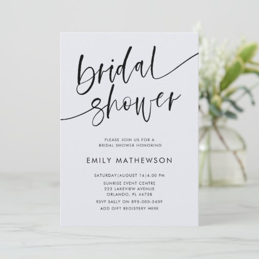 ユーカリお洒落プタスウォーターカラーブライダルシャワーインビ 招待状 (スタンド正面)