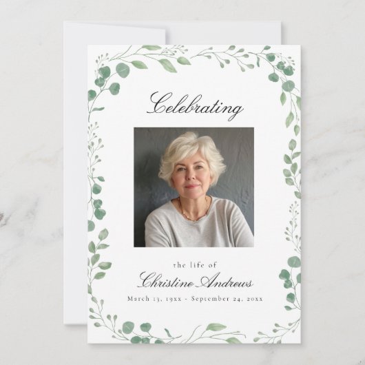 ユーカリお祝いのライフ葬儀白書 招待状 (正面)