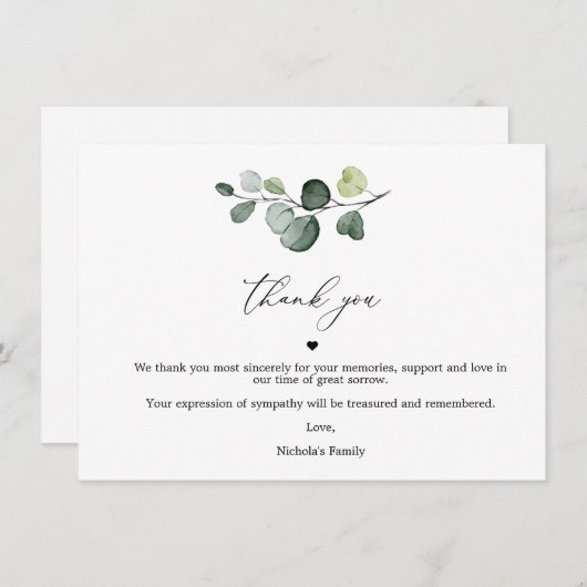 ユーカリお祝いの生活サンキューカード サンキューカード (正面/裏面)