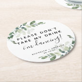 ユーカリお願い飲み物を飲まないで ラウンドペーパーコースター (アングル)