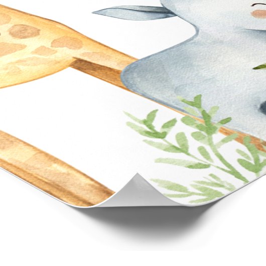 ユーカリかわいいサファリ赤ちゃんシャワー歓迎サイン ポスター (角)