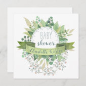 ユーカリかわいらしプのぶら下がったフローラつる植物 招待状 (正面/裏面)