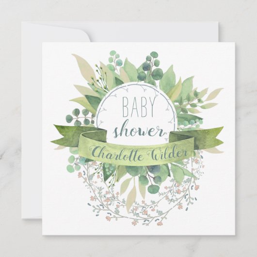 ユーカリかわいらしプのぶら下がったフローラつる植物 招待状 (正面)