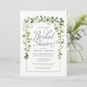 ユーカリかわいらしプスグリーンつる植物ブライダルシャワーインビ 招待状 (スタンド正面)