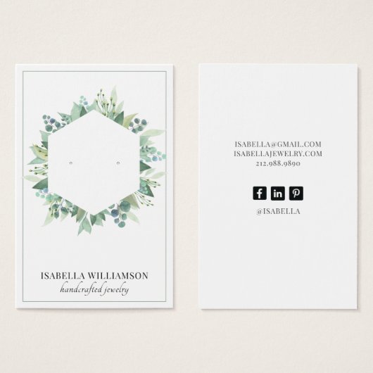 ユーカリかわいらしー緑地耳飾りディスプレイカード (正面&裏面)