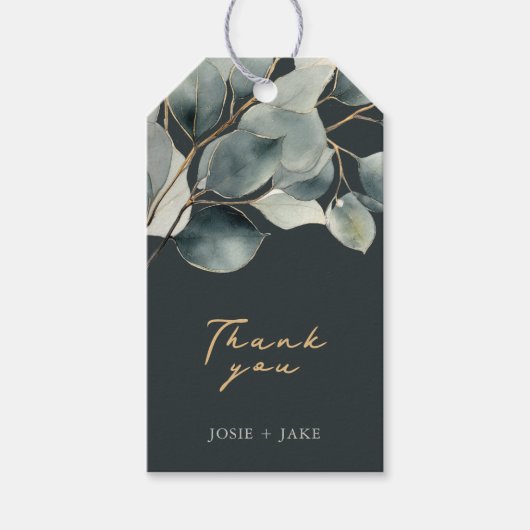 ユーカリかわいらし枝離れ結婚式の引き出物ラベル ギフトタグ (正面)