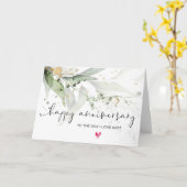 ユーカリが夫の恋人にめでたい記念日 カード (黄色い花)