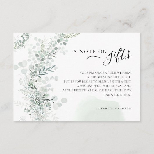 ユーカリが祈る贈り物のメモ エンクロージャーカード (正面)