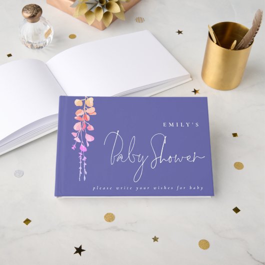 ユーカリが赤ちゃんシャワー薄紫を願う ゲストブック (正面見開き)