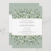 ユーカリすべて一つのセージ・グリーン結婚の 招待状 (正面/裏面)