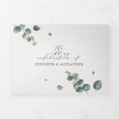 ユーカリすべて一つのモノグラム結婚の3倍に 三つ折り招待状 (カバー)