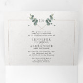 ユーカリすべて一つのモノグラム結婚の3倍に 三つ折り招待状 (内部最初)