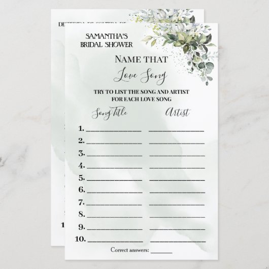 ユーカリその歌のシャワーのバイリンガルゲームの名前 (正面/裏面)