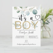 ユーカリそれは男の子の赤ちゃんシャワー編集可能インビタット 招待状 (スタンド正面)