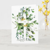 ユーカリとひまわりがイースターをクロスする カード (黄色い花)