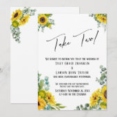 ユーカリとひまわりの延期結婚式　テイクツー 招待状 (正面/裏面)