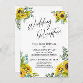 ユーカリとひまわりの手書き結婚式の招待状 招待状 (正面/裏面)