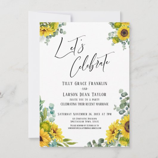 ユーカリとひまわりの結婚式招待状 招待状 (正面)