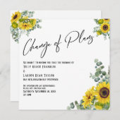 ユーカリとひまわりの結婚式計画変更カード 招待状 (正面/裏面)