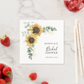 ユーカリとひまわり 花 ブライダルシャワー ペーパー スタンダードカクテルナプキン (インサイチュ)