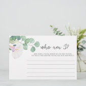 ユーカリとカラ – 誰が私のブライダルシャワーゲーム 便箋 (スタンド正面)