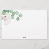 ユーカリとカラ – 誰が私のブライダルシャワーゲーム 便箋 (裏面)