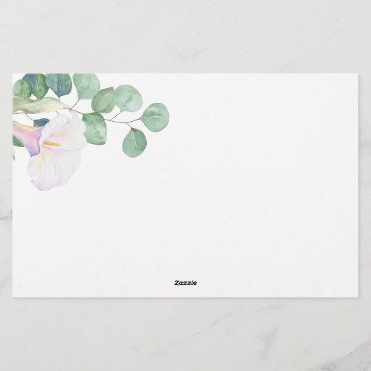 ユーカリとカラ – 誰が私のブライダルシャワーゲーム 便箋 (裏面)