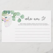 ユーカリとカラ – 誰が私のブライダルシャワーゲーム 便箋 (正面)