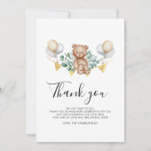 ユーカリとクマ素朴クマのベビーシャワー サンキューカード (正面)