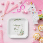 ユーカリとゴールドのウェディングペーパープレート ペーパープレート (パーティー)