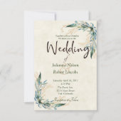 ユーカリとゴールドの結婚式招待状 招待状 (正面)