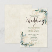 ユーカリとゴールドの結婚式招待状 招待状 (正面/裏面)