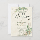 ユーカリとゴールドの結婚式招待状 招待状 (正面)