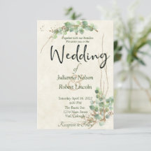 ユーカリとゴールドの結婚式招待状